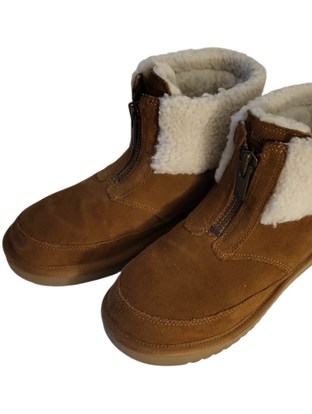 Koolaburra Brown Suede Shearling Cuffed Ankle Boots Size 6